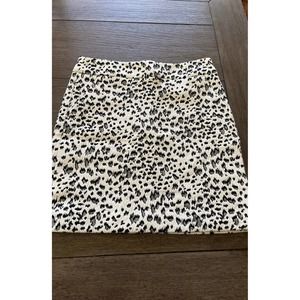 Ann Taylor Loft Black Cream Snow Leopard Animal Print Skirt